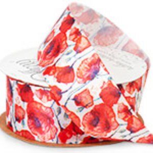 Poppy Flowers Offray Ribbon, 1-1/2" x 10 yards